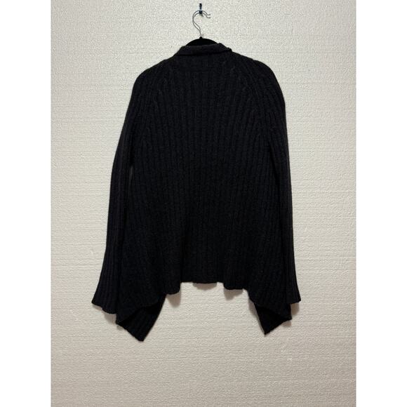 Nili Lotan Dark Grey Cashmere Open Front Asymmetrical Ribbed Sweater - Picture 8 of 9